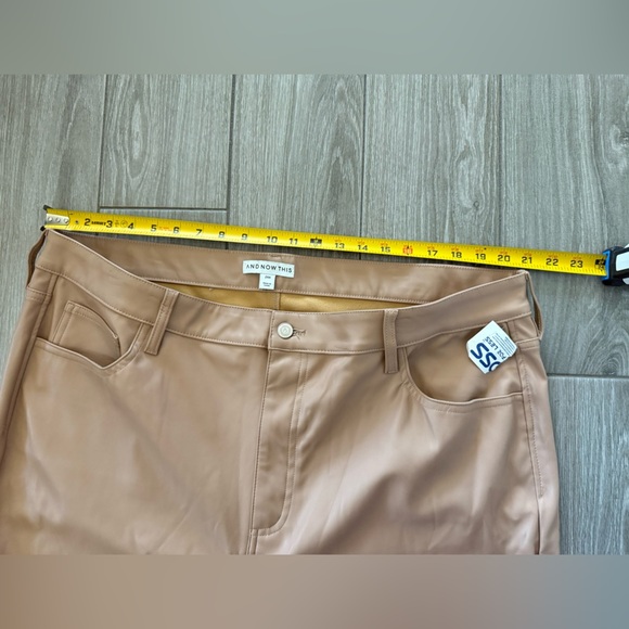 And now this|Tan faux leather Straight Leg Pants with Relaxed Fit,plus size 24W• - Picture 12 of 12